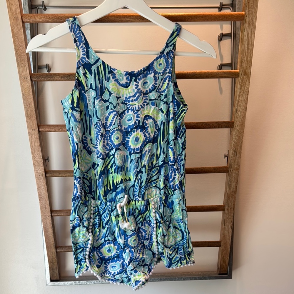 Lilly Pulitzer Blue and Green Floral Kids Romper